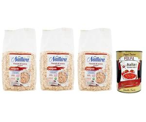 Náttúra Fiocchi di Avena Integrali BIO, harina de avena de cultivo biológico, bolsa de 500 g + lata de 400 g de Polpa di Pomodoro italiana