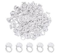 Natuce 100 Pcs Soporte de pegamento para pestañas, Desechables, Anillo de Plástico para Manicura, Tatuajes, Extensiones de Pestañas, Pigmentos,Herramienta de Belleza (blanco)