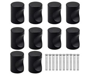 NATUCE 10PCS Pomo de Armario Redondo Negro, Tirador para Cajón, Pomos y Tiradores de Muebles, Modernos, Acero Inoxidable y Aluminio, 25mm x 18mm