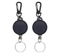 Natuce 2 piezas 60cm Mosquetón de Carrete Llaveros Retráctil de Tarjeta con Clip de Cinturon Retractable Keychains , Negro