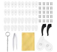 NATUCE 20 Pares Almohadillas de Nariz, Almohadillas de Nariz para Gafas Silicona de Cámara de Aire, Gancho del oído de gafas, Kit de Reparación de Gafas con Tornillos Pinzas y Paño de Limpieza
