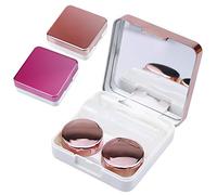 Natuce 2PCS Caja de Lentes de Contacto Kit de Viaje, stuche para lentes de contacto, Caja Para Lentillas, Estuche Lentillas con Pinza Aplicador Palo Botella de Solución Espejo Incorporado