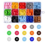 Natuce 300 botones de 15 mm, Resina Colores Grandes con 4 Agujero, Redondos Plástico Caja DIY Coser Artesanía