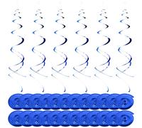 NATUCE 30Pcs Decoraciones de Remolino Colgante de Fiesta de Cumpleaños, Remolino de Lámina de Aluminio, Decoración de Techo, Serpentinas Suministros de decoración para Niños y Niñas (Azul)