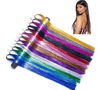 NATUCE 4800 Piezas Pelo de Oropel, 12 Colores, Kit de Extensión de Cabello, Hilos de 120CM, Brillante, para Niñas Mujeres