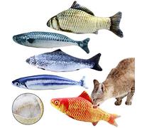 NATUCE 5pcs Juguete Hierba Gatera, 20CM Juguete para Gato,Catnip Juguetes, Forma de pez, Juguetes Simulación Peluches Pescado, Juguetes para Mascotas, Pescados del Juguete,Interactiva Mascota