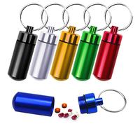 NATUCE 6PCS P llaveros pastilleros estancos, Caja de Pastillas de aleación de Aluminio, astillero Píldoras Llavero Caja Botella Contenedor De Aluminio, Impermeable Mini Pastillero para la Medicación