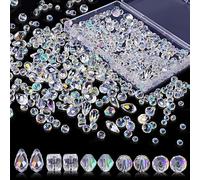 Natuce 900 Piezas Cuentas de Cristal, Cuentas de Vidrio Transparente, Facetadas Cristal Abalorios 4m 6m 8m Cristal Cuentas con Caja, para Hacer Pulseras Collares Manualidades