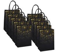 Natuce Bolsas de Papel con Asas,10 Piezas Bolsas Regalo Cumpleaños Infantil, Bolsas de Papel Kraft para Regalos,Bolsitas para Ceremonias de Graduación, Bodas, Aniversarios, Navidad etc (Negro).