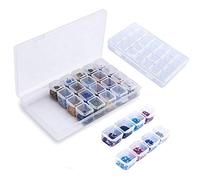 NATUCE Caja de Almacenamiento de Plastico, 28 Compartimentos Caja Organizadora, Almacenaje Plastico Transparente para Joyas Cuentas Aretes Manualidades