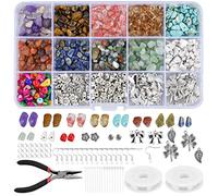 Natuce Natuce Cuentas de Piedras Preciosas,Kit de Fabricación de Joyas 933 piezas, Cuentas Naturales 11 Colores,para Hacer Pendientes Collar Pulseras Manualidades de Bricolaje