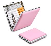 NATUCE Pitilleras para Mujer, Caja de Cigarrillos de Metal, Caja de Cigarrillos Cigarette Case, Soporte Cigarrillos para 20 Cigarrillos Regalo para Mujer- Rosa