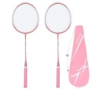 Natudeco 2 Jugadores De Raquetas De Bádminton Profesional Rosa Raqueta de bádminton Aleación De Hierro con Bolsa De Transporte para Principiantes y Entrenamiento De Estudiantes