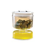 Natudeco Frasco pepinillo de separación en húmedo,Frasco de escabeche y aceitunas, tarro de vidrio de arena Kimchi hermético, dispensador seco en húmedo Kimchi, contenedor de almacenamiento de