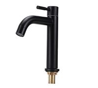 Natudeco Grifo de baño, Rosca Externa G1/2in, Grifo de Lavabo Negro de Acero Inoxidable, Grifo de Agua fría de un Solo Orificio, Grifo de Fregadero para el hogar(Black Bent)