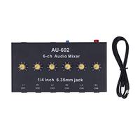 Natudeco Mezclador estéreo de 6 canales Mini mezclador de audio con conmutación estéreo mono Máquina mezcladora de audio de 6 entradas y 2 salidas con conector de 6,3 mm para de