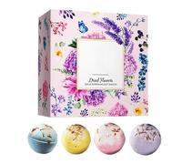 Natürliche Badebällchen,4 Stück Badezusatz mit getrockneten Blüten,Brausebomben Set im Geschenkkarton | Für Frauen Mädchen Ehefrauen Mütter Date Night Geburtstag Reisen Zuhause Bad Gästetoilette