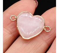 Natürliche Semi-edel Anhänger Herz Form Lapis lazuli Kristall Doppel Loch Anschlüsse für Schmuck Machen DIY Armband Halskette-Rose_Quartz_15x23mm