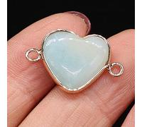 Natürliche Semi-edel Anhänger Herz Form Lapis lazuli Kristall Doppel Loch Anschlüsse für Schmuck Machen DIY Armband Halskette-Amazonite_15x23mm