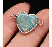 Natürliche Semi-edel Anhänger Herz Form Lapis lazuli Kristall Doppel Loch Anschlüsse für Schmuck Machen DIY Armband Halskette-Ocean_jasper_15x23mm