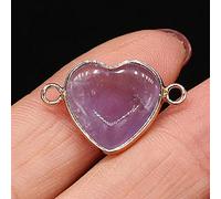 Natürliche Semi-edel Anhänger Herz Form Lapis lazuli Kristall Doppel Loch Anschlüsse für Schmuck Machen DIY Armband Halskette-Amethyst_15x23mm