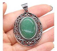 Natürliche Semi-wertvolle Anhänger lapislazuli Malachit Vintage Antike-Silber Legierung Charme für DIY Halskette Ohrringe Schmuck-Green_Aventurine