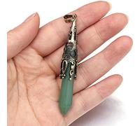 Natürliche Stein Anhänger Amethysten Opal Reiki Heilen Pendel Kristall für Frauen Schmuck Machen DIY Vintage Halskette Geschenk 12x70mm-Green_Aventurine