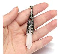 Natürliche Stein Anhänger Amethysten Opal Reiki Heilen Pendel Kristall für Frauen Schmuck Machen DIY Vintage Halskette Geschenk 12x70mm-White_Jade