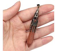 Natürliche Stein Anhänger Amethysten Opal Reiki Heilen Pendel Kristall für Frauen Schmuck Machen DIY Vintage Halskette Geschenk 12x70mm-Gold_Sand
