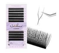 Natuhana 2D UU Extensiones de Pestañas Pelo a Pelo 0.07mm C/D Curl U Paralelo Forma Naturales Lashes Volumen Ruso Clover Eyelash Extension Pestañas Postizas 12 Filas(Negro,0.07D,9-15mm)
