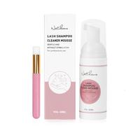 Natuhana 60ML Champú de Pestañas Kit & Cepillo, Limpiador Espumante Suave para Extensiones,Lash Extension Shampoo para Uso en Salón y en Casa