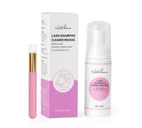 Natuhana 60ML Champú de Pestañas Kit & Cepillo, Limpiador Espumante Suave para Extensiones,Lash Extension Shampoo para Uso en Salón y en Casa