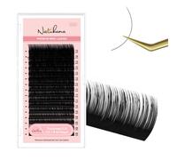 Natuhana Extensiones de Pestañas Pelo a Pelo Individuales 0.10mm CC Rizado 8-15mm Natural Blando Negro Lash Volumen Ruso Profesional Eyelash(0.10, CC, 8-15mm)