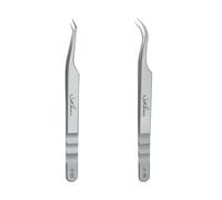 Natuhana Pinzas para Pestañas Pelo a Pelo Antideslizante Acero Inoxidable Alto Precisión Lash Tweezers para Extensiones de Pestañas Recto Consejo (A-05+06)