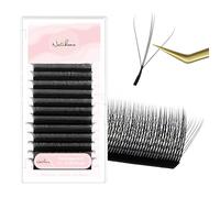Natuhana V Extensiones de Pestañas 3D Pelo a Pelo 0.07mm C Rizado 9-15mm Prefabricado Natural Volumen Ruso Sandwich Clover Negro Profesional Eyelash(0.07, C, 9-15mm)