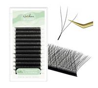 Natuhana W Extensiones de Pestañas 3D Pelo a Pelo 0.07mm C Rizado 8-12mm Prefabricado Natural Volumen Ruso Clover Negro Profesional Eyelash(0.07, C, 8-12mm)