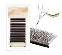 Natuhana W Extensiones de Pestañas 3D Pelo a Pelo 0.07mm LU Rizado 8-14mm Prefabricado Natural Volumen Ruso Clover Marrón Profesional Eyelash(0.07, LU, 8-14mm)