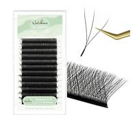 Natuhana W Extensiones de Pestañas 3D Pelo a Pelo 0.07mm LU Rizado 9-15mm Prefabricado Natural Volumen Ruso Clover Negro Profesional Eyelash(0.07, LU, 9-15mm)