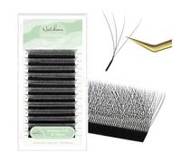 Natuhana W Extensiones de Pestañas 4D Pelo a Pelo 0.07mm D Rizado 15mm Prefabricado Natural Volumen Ruso Clover Negro Profesional Eyelash (0.07, D, 15mm)