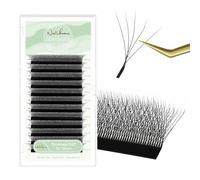 Natuhana W Extensiones de Pestañas 5D Pelo a Pelo 0.07mm D Rizado 12mm Prefabricado Natural Volumen Ruso Clover Negro Profesional Eyelash(0.07, D,12mm）