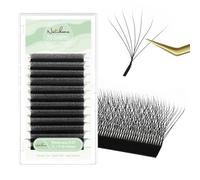 Natuhana W Extensiones de Pestañas 7D Pelo a Pelo 0.07mm C Rizado 9-15mm Prefabricado Natural Volumen Ruso Clover Negro Profesional Eyelash(0.07, C 9-15mm)