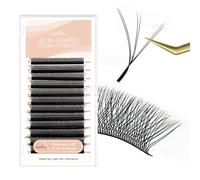 Natuhana WW Extensiones de Pestañas 3D Pelo a Pelo 0.07mm D Rizado 8-12mm Prefabricado Natural Volumen Ruso Clover Negro Profesional Eyelash(0.07, D, 8-12mm)