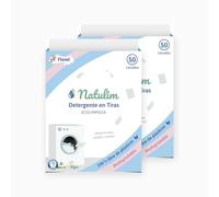 Natulim - Detergente en Tiras para Lavadora (100 Lavados) - Incluye efecto Suavizante, Ecológico, Hipoalergénico, Made in Spain - Ropa limpia y suave sin ensuciar el Planeta (Floral) - 2 Pack