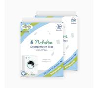 Natulim - Detergente en Tiras para Lavadora (100 Lavados) - Incluye efecto Suavizante, Ecológico, Hipoalergénico, Made in Spain - Ropa limpia y suave sin ensuciar el Planeta (Sin Fragancia) - 2 Pack