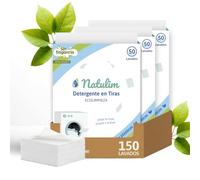 Natulim - Detergente en Tiras para Lavadora (150 Lavados) - Sin Fragancia | Incluye Efecto Suavizante, Ecológico, Hipoalergénico, Made in Spain - Ropa Limpia y Suave sin ensuciar el Planeta - 3 Pack