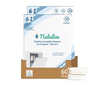 Natulim Pastillas de Lavavajillas 60 Usos - Biodegradables e Hidrosolubles 6 en 1 - Limpieza Profunda, Abrillantador, Función Sal, Protección Cristal, Descalcificador, Efecto Secado Extra - 2 Pack