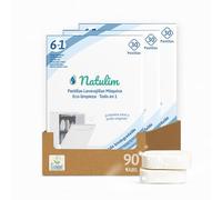 Natulim Pastillas de Lavavajillas 90 Usos - 3 Pack | Biodegradables e Hidrosolubles 6 en 1 - Limpieza Profunda, Abrillantador, Función Sal, Protección Cristal, Descalcificador