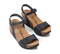 NATUNED CH10 Sandalo a Fascia Larga con cinturino regolabile e Zeppa da Donna plantare in Lattice anatomico Comfort 38/Blue