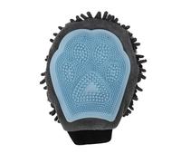 Natunofu Guante de aseo de mascotas de doble cara con pata de goma, guante de aseo 2 en 1, divertida herramienta de aseo para perros y gatos para cepillar, masajear y frotar, el lateral de tela de