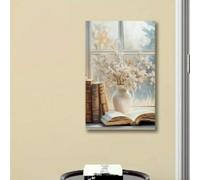 Natura morta vintage, fiori dipinti su tela, stampa floreale antica, vaso con fiori, decorazione da fattoria, cornice 70x100 cm